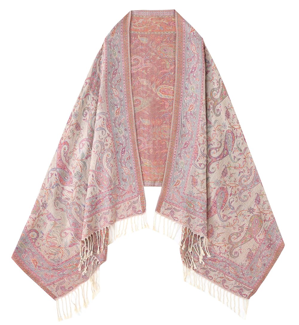 Umjetnost Womens Soft Silky Pashmina Rave Scarf Paisley Pattern Pashmina Shawl Wrap with Fringes