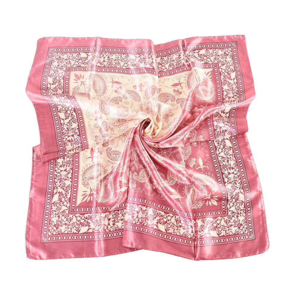 4Pcs Silk Head Scarves for Women Satin Hair Scarf 35”Large Square Bandana Silk Like Neck Scarf Shawl