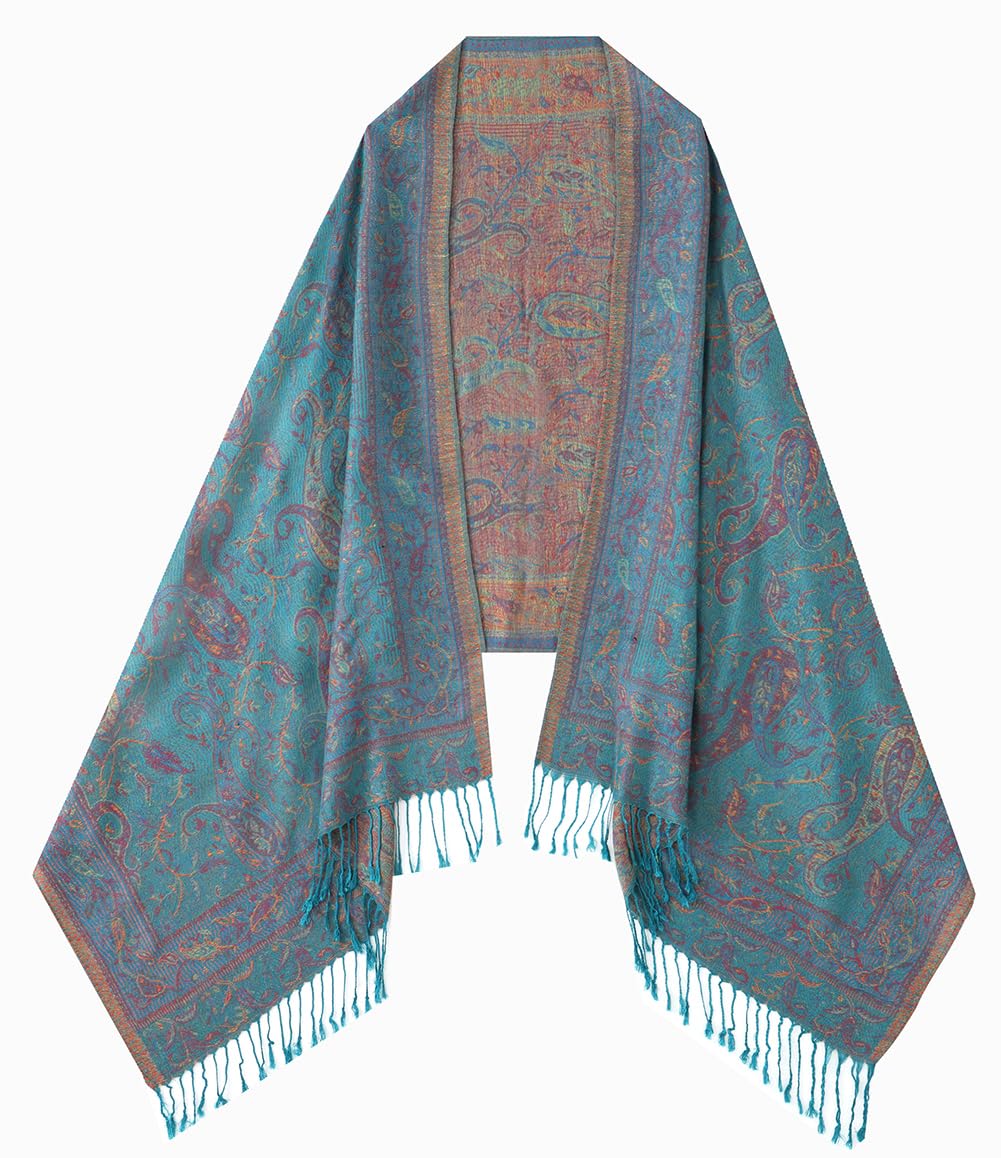 Umjetnost Womens Soft Silky Pashmina Rave Scarf Paisley Pattern Pashmina Shawl Wrap with Fringes