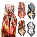 4Pcs Silk Head Scarves for Women Satin Hair Scarf 35”Large Square Bandana Silk Like Neck Scarf Shawl