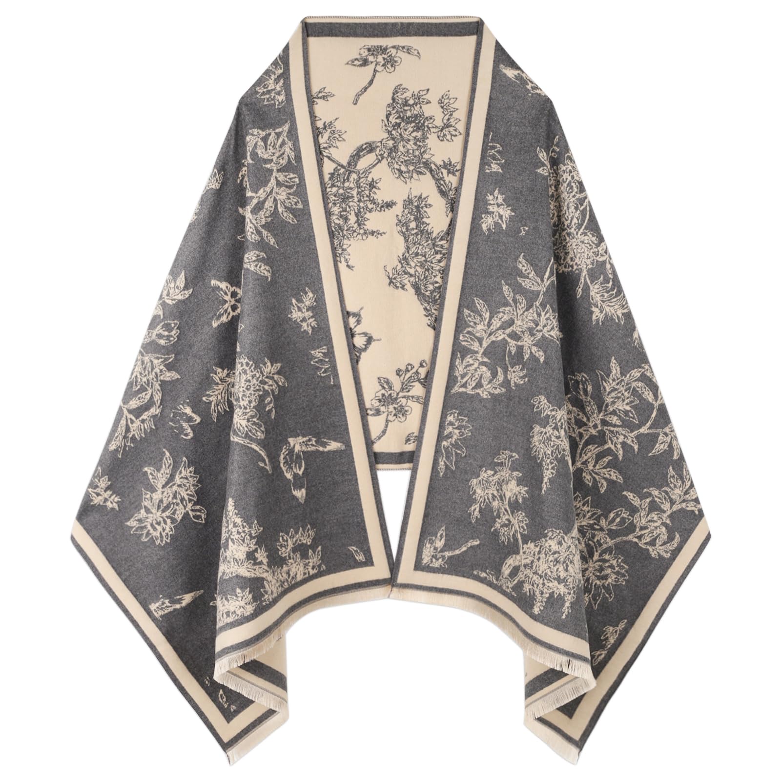 EXTREE Scarfs for Women Pashmina Silky Shawl Wrap for Evening Dressing Blanket Open Front Poncho Cape