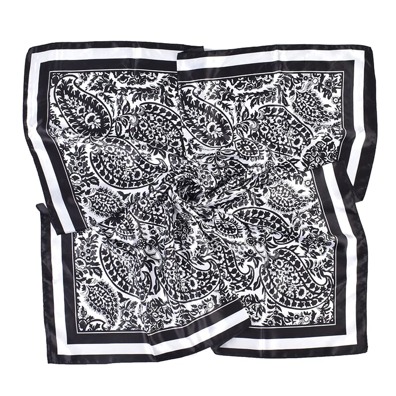 4Pcs Silk Head Scarves for Women Satin Hair Scarf 35”Large Square Bandana Silk Like Neck Scarf Shawl