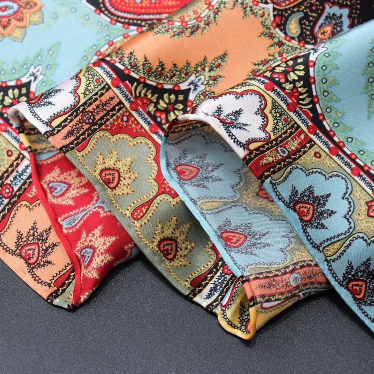 ANDANTINO 100% Silk Scarf 43" Large Square Lightweight Headscarf& Shawl–Women Hair Wraps-With Gift Packed