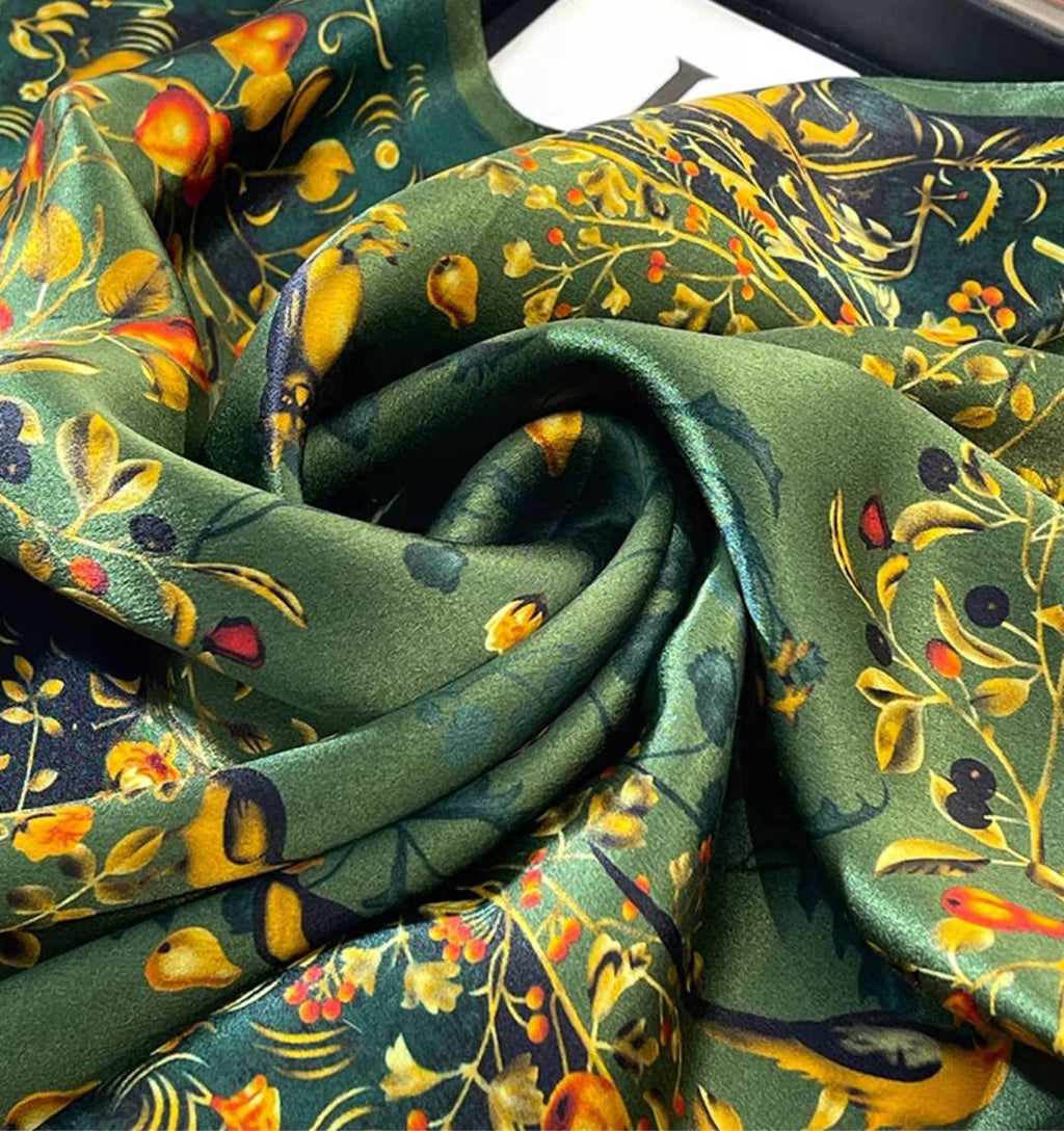 ANDANTINO 100% Silk Scarf 43" Large Square Lightweight Headscarf& Shawl–Women Hair Wraps-With Gift Packed
