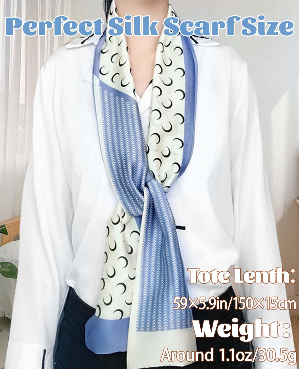 kcctoo 59” Long Silk Like Head Scarf Women's Fashion Square Neck Satin Scarfs for Bag Hair Scarves Gift 59 * 5.9”