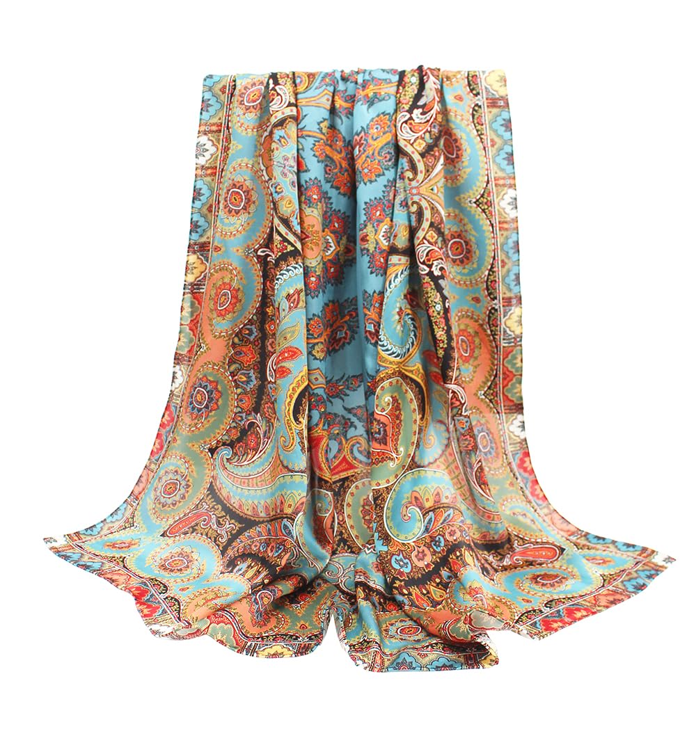 ANDANTINO 100% Silk Scarf 43" Large Square Lightweight Headscarf& Shawl–Women Hair Wraps-With Gift Packed