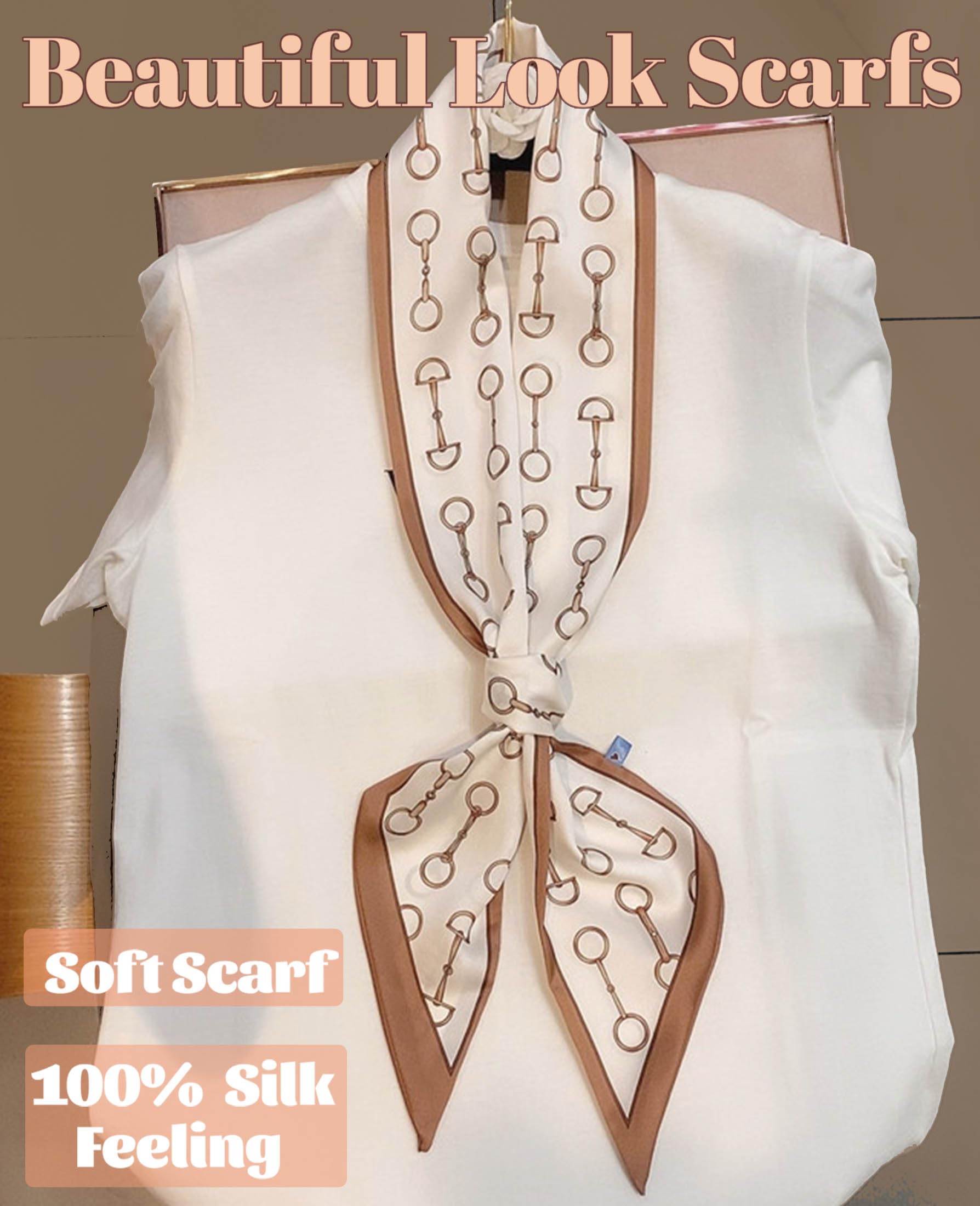 kcctoo 59” Long Silk Like Head Scarf Women's Fashion Square Neck Satin Scarfs for Bag Hair Scarves Gift 59 * 5.9”