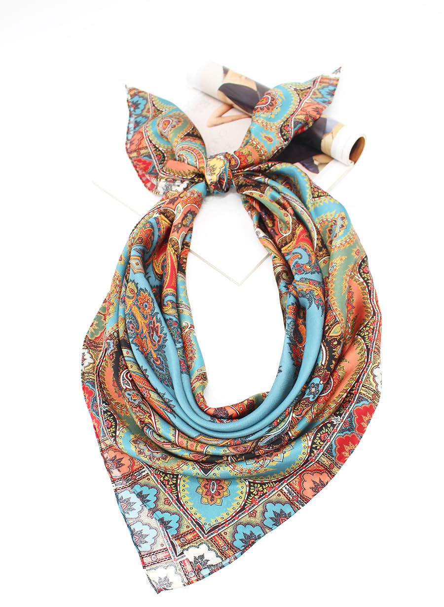 ANDANTINO 100% Silk Scarf 43" Large Square Lightweight Headscarf& Shawl–Women Hair Wraps-With Gift Packed