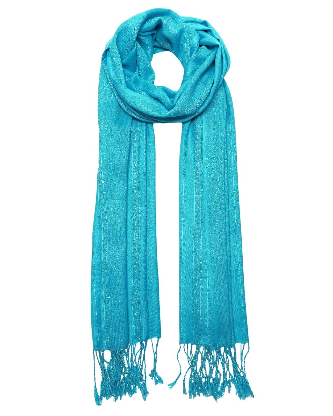 Humble Hilo Handmade Shimmer Thread Scarf or Shawl Large Lightweight Neckscarf Wrap for Women with Metallic Embroidery