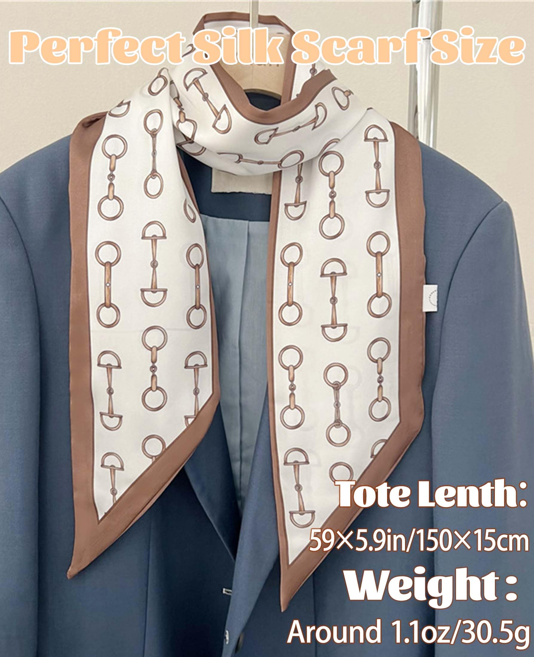 kcctoo 59” Long Silk Like Head Scarf Women's Fashion Square Neck Satin Scarfs for Bag Hair Scarves Gift 59 * 5.9”