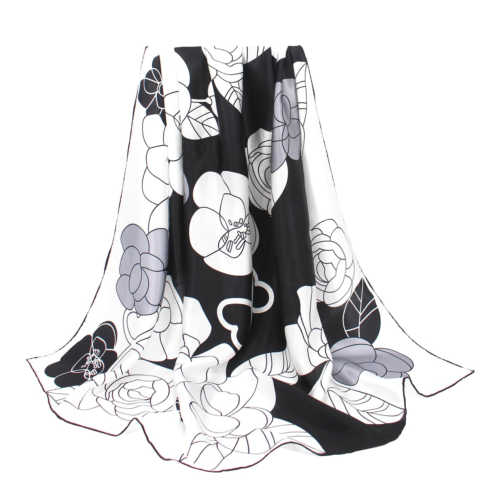 ANDANTINO 100% Silk Scarf 43" Large Square Lightweight Headscarf& Shawl–Women Hair Wraps-With Gift Packed