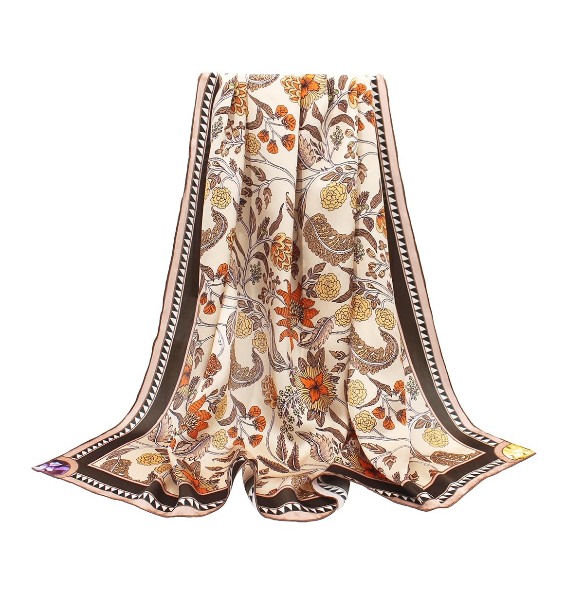 ANDANTINO 100% Silk Scarf 43" Large Square Lightweight Headscarf& Shawl–Women Hair Wraps-With Gift Packed