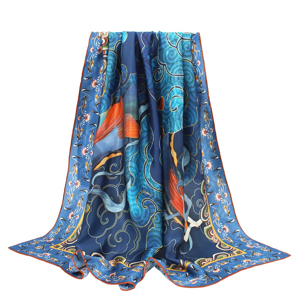 ANDANTINO 100% Silk Scarf 43" Large Square Lightweight Headscarf& Shawl–Women Hair Wraps-With Gift Packed