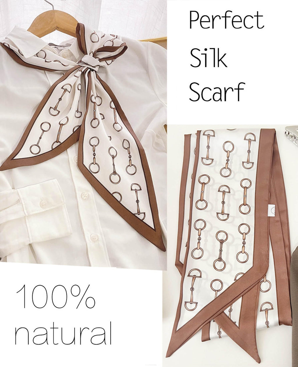 kcctoo 59” Long Silk Like Head Scarf Women's Fashion Square Neck Satin Scarfs for Bag Hair Scarves Gift 59 * 5.9”