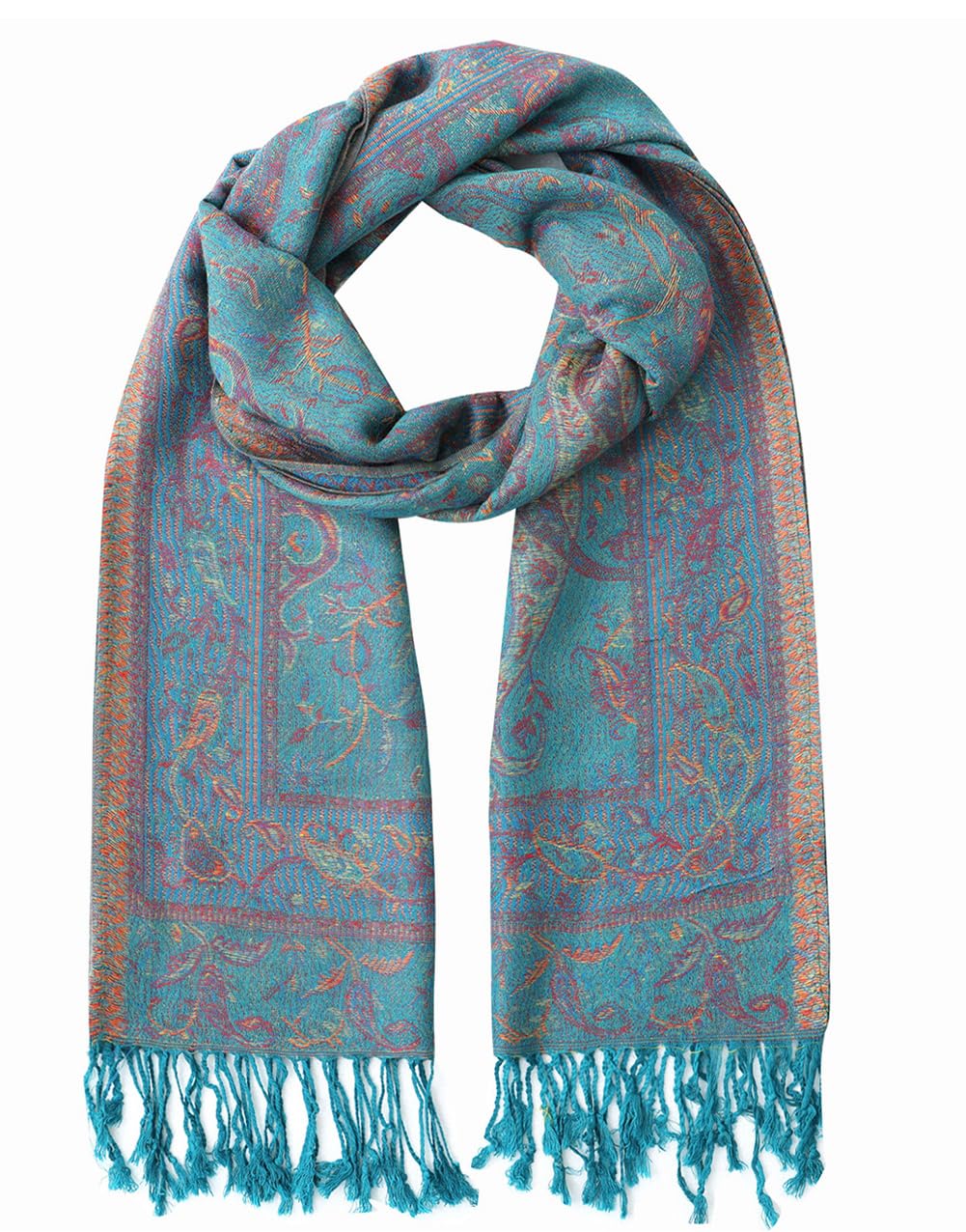 Umjetnost Womens Soft Silky Pashmina Rave Scarf Paisley Pattern Pashmina Shawl Wrap with Fringes