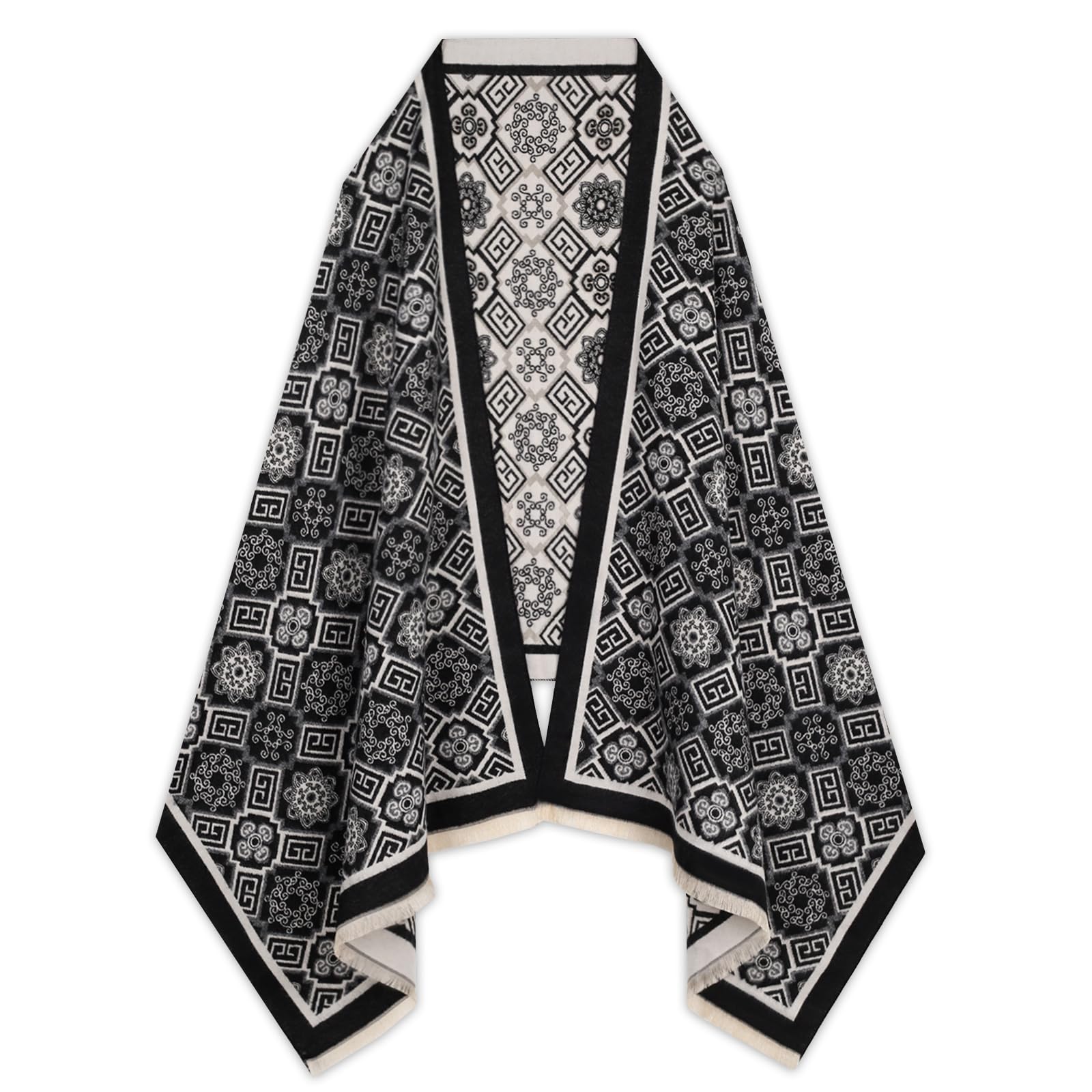 EXTREE Scarfs for Women Pashmina Silky Shawl Wrap for Evening Dressing Blanket Open Front Poncho Cape