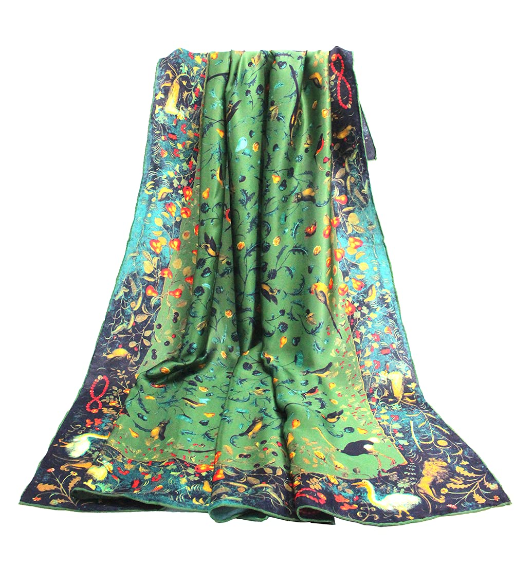 ANDANTINO 100% Silk Scarf 43" Large Square Lightweight Headscarf& Shawl–Women Hair Wraps-With Gift Packed