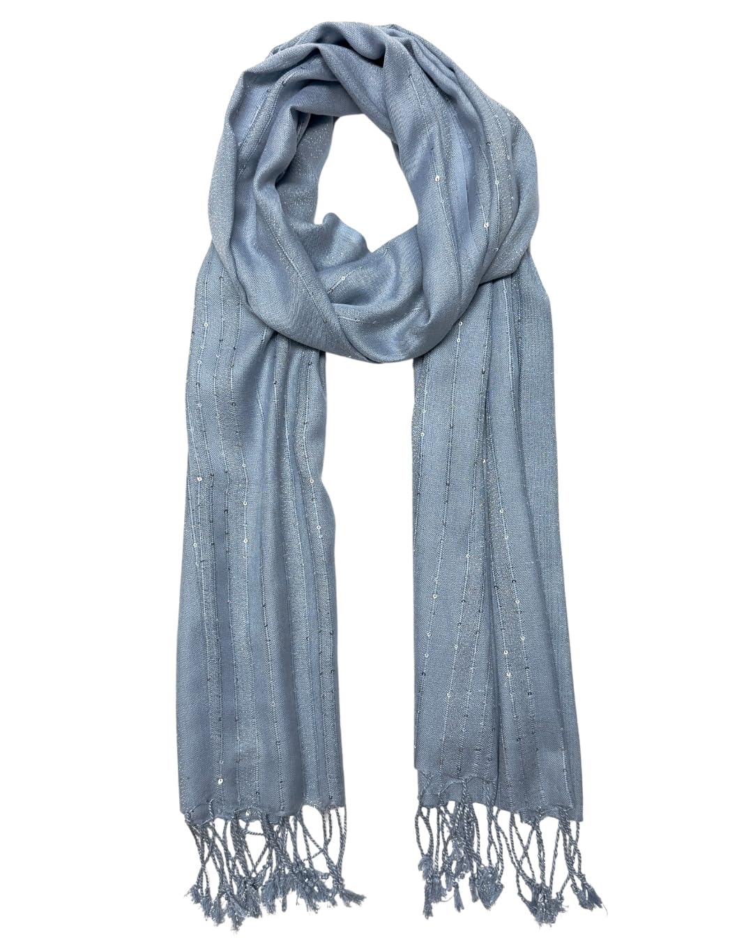Humble Hilo Handmade Shimmer Thread Scarf or Shawl Large Lightweight Neckscarf Wrap for Women with Metallic Embroidery