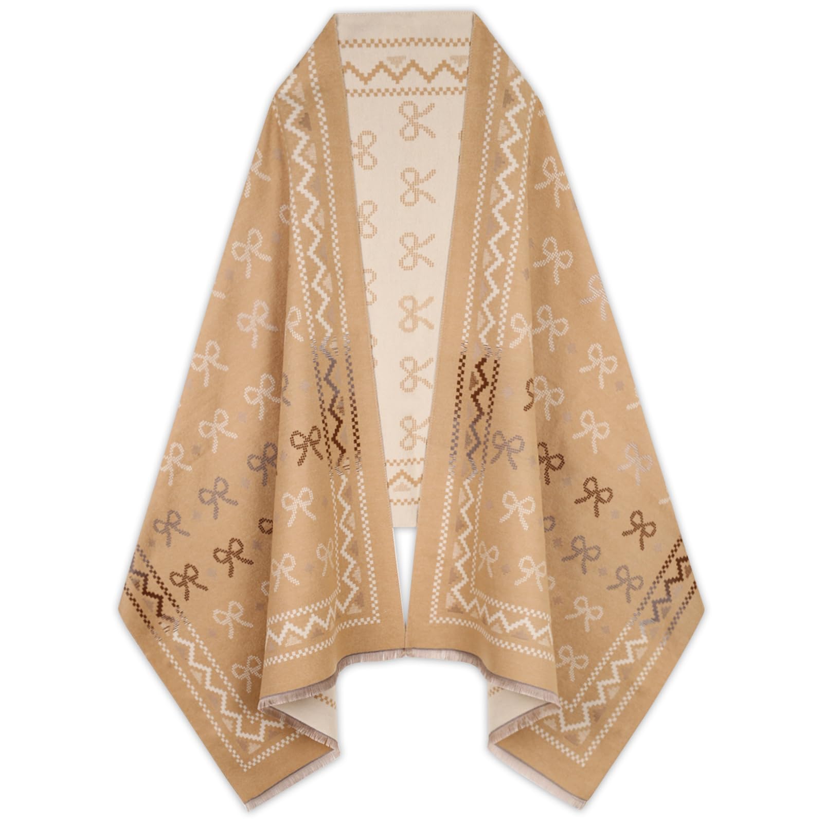 EXTREE Scarfs for Women Pashmina Silky Shawl Wrap for Evening Dressing Blanket Open Front Poncho Cape