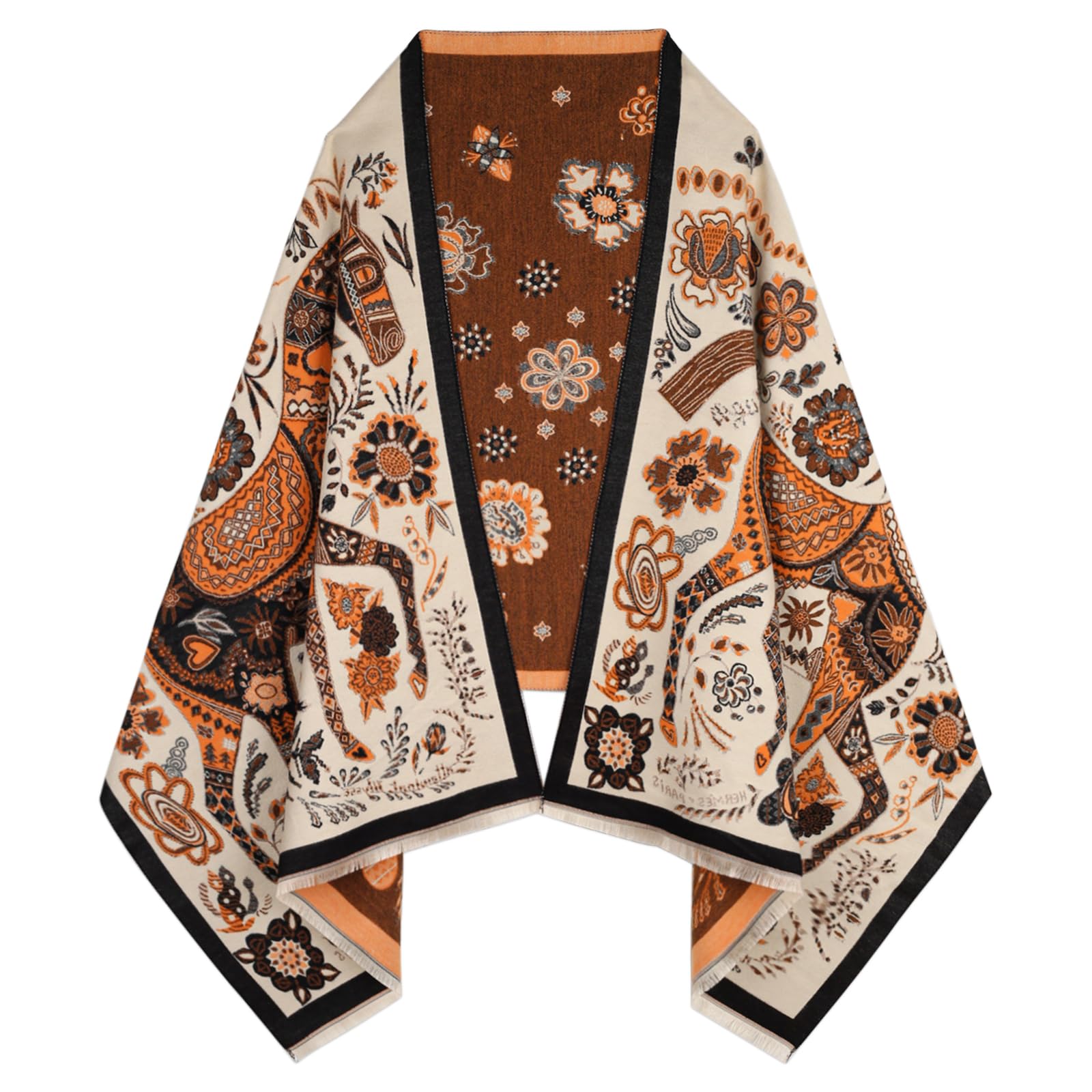 EXTREE Scarfs for Women Pashmina Silky Shawl Wrap for Evening Dressing Blanket Open Front Poncho Cape
