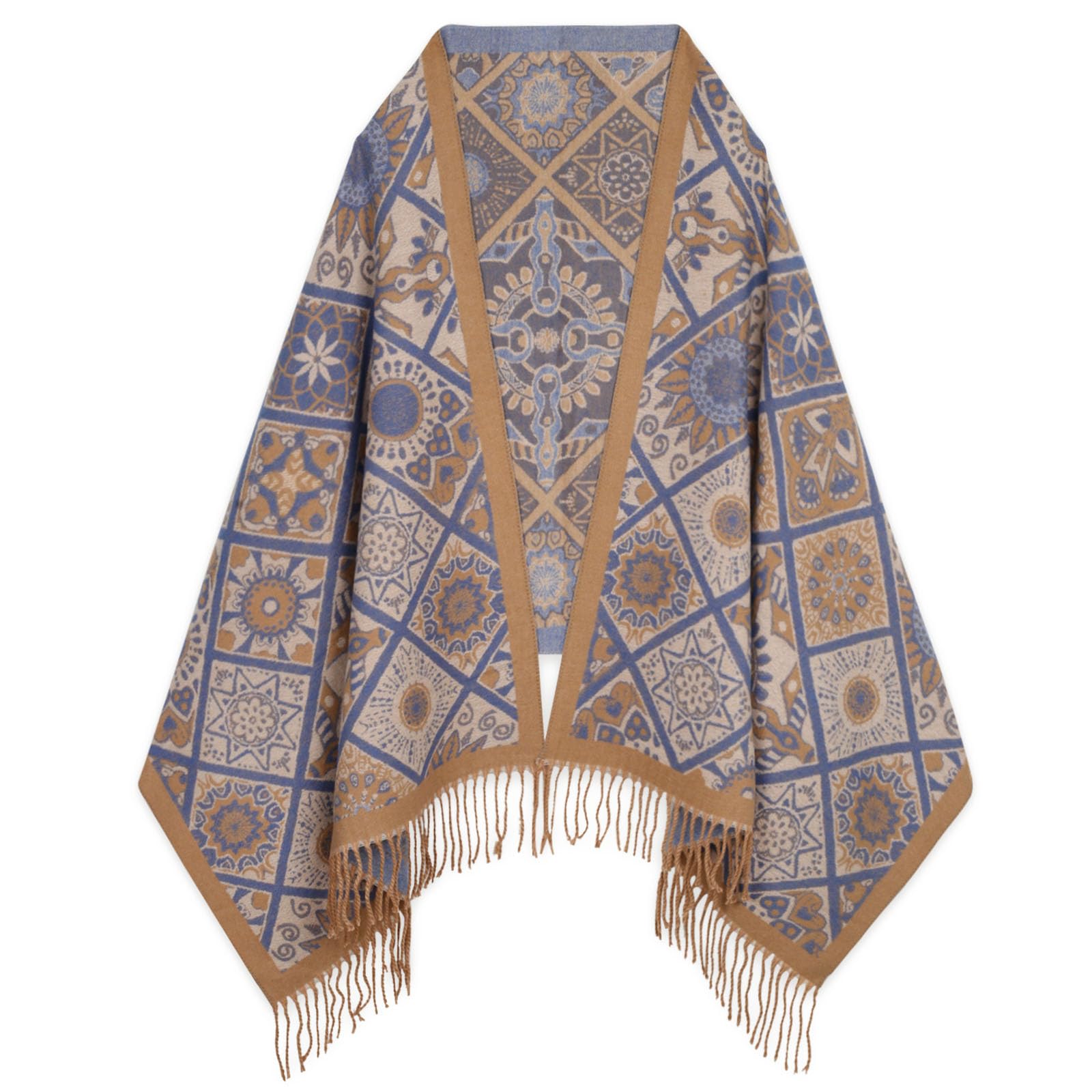 EXTREE Scarfs for Women Pashmina Silky Shawl Wrap for Evening Dressing Blanket Open Front Poncho Cape