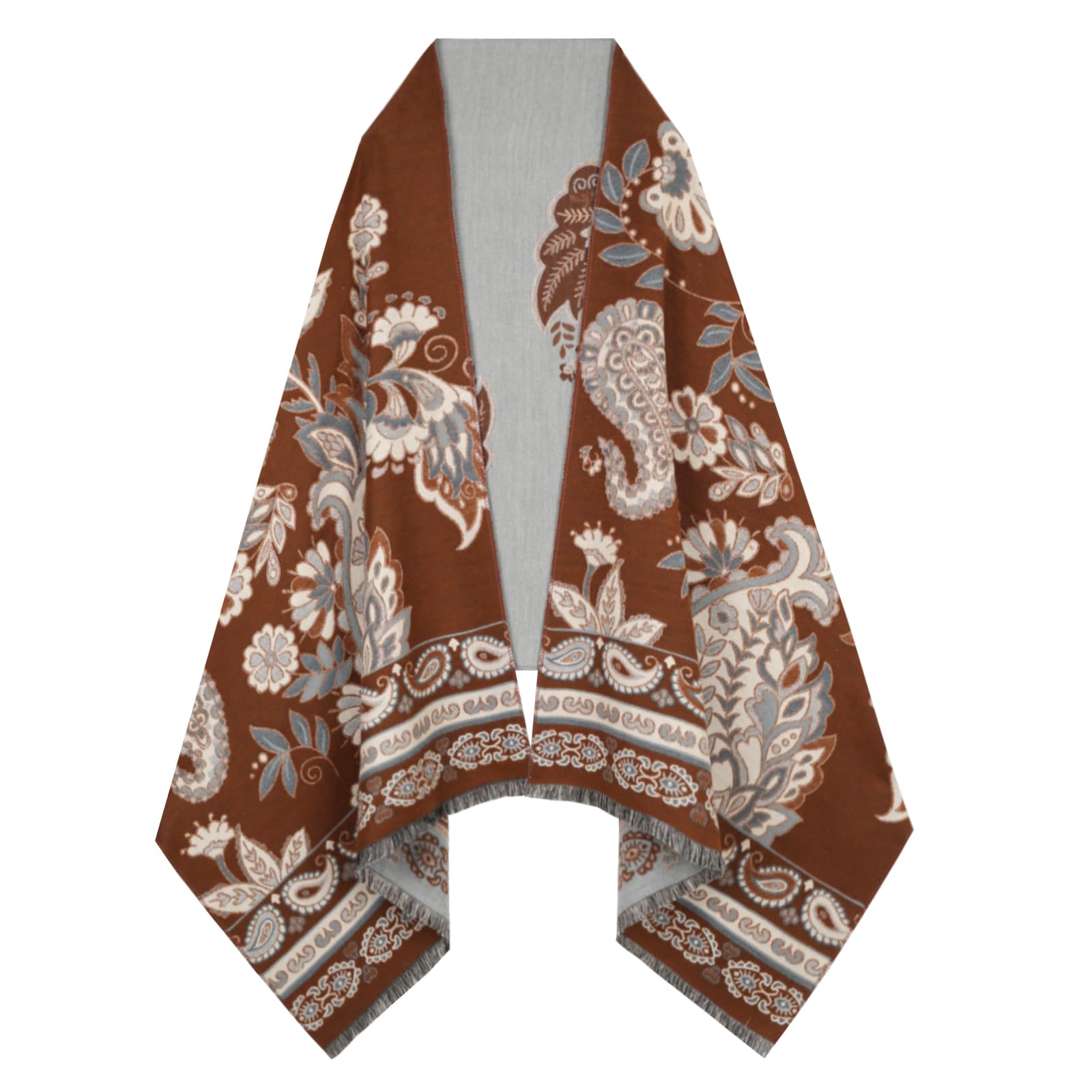EXTREE Scarfs for Women Pashmina Silky Shawl Wrap for Evening Dressing Blanket Open Front Poncho Cape