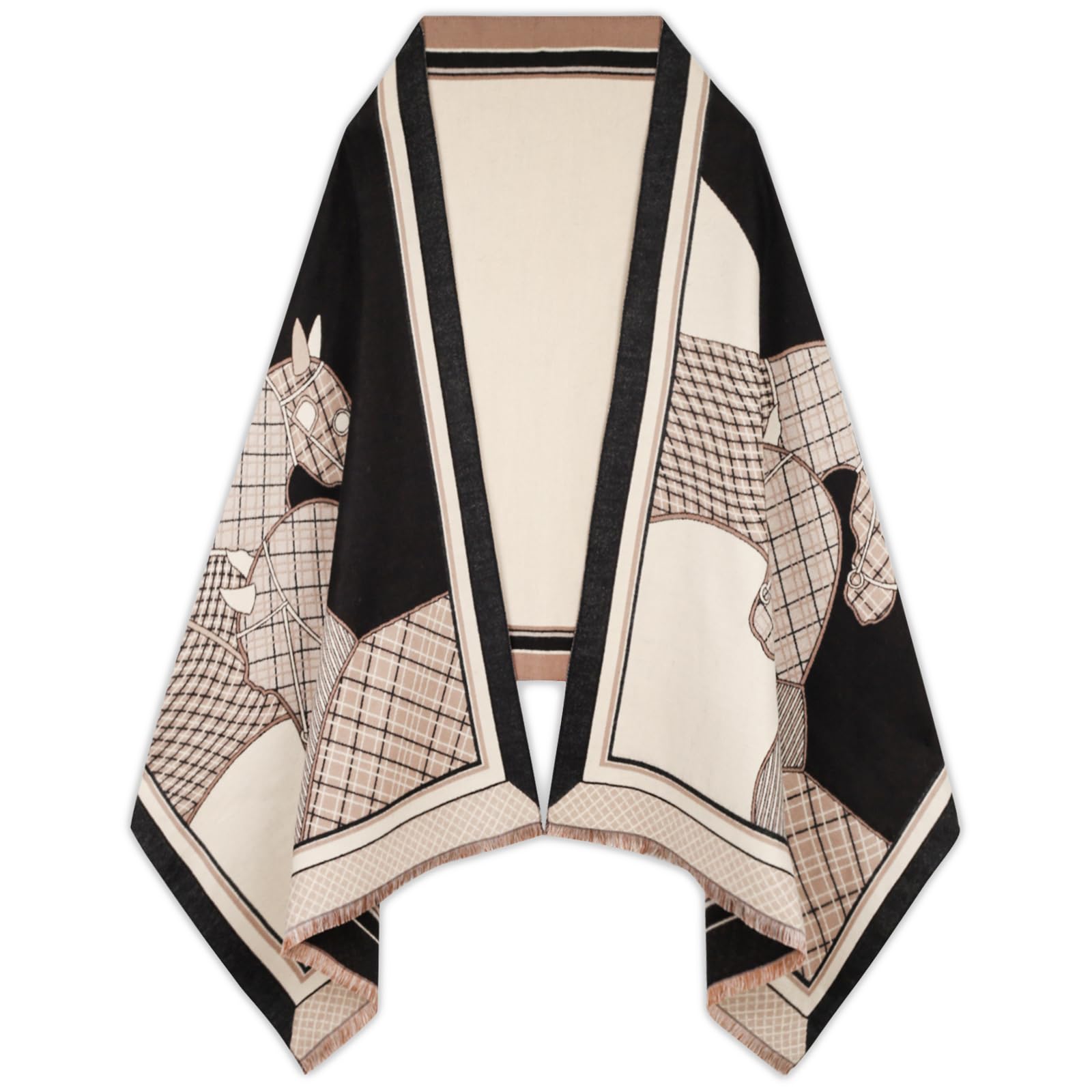 EXTREE Scarfs for Women Pashmina Silky Shawl Wrap for Evening Dressing Blanket Open Front Poncho Cape