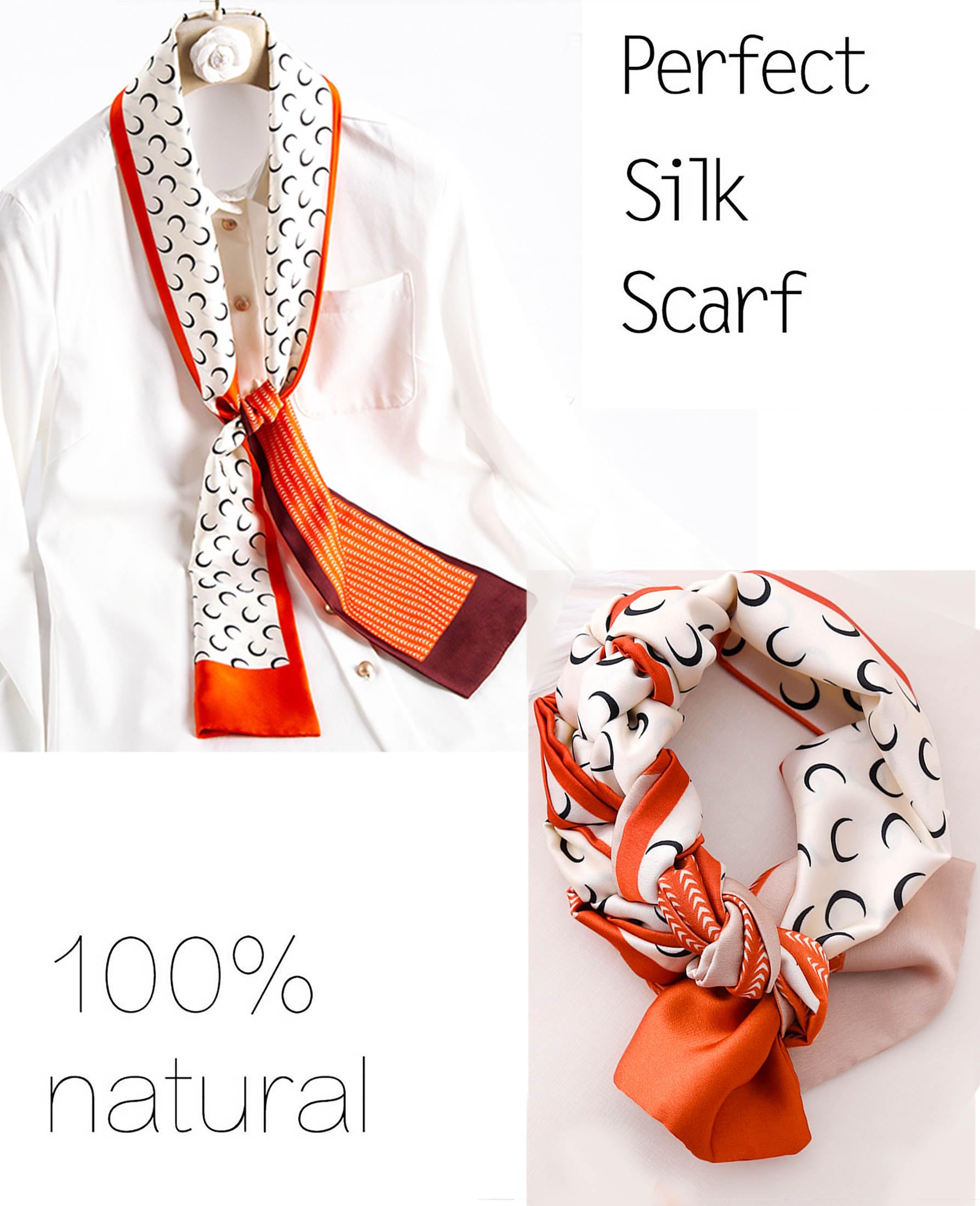 kcctoo 59” Long Silk Like Head Scarf Women's Fashion Square Neck Satin Scarfs for Bag Hair Scarves Gift 59 * 5.9”