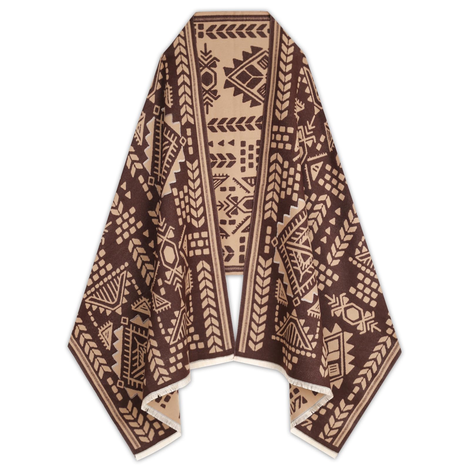 EXTREE Scarfs for Women Pashmina Silky Shawl Wrap for Evening Dressing Blanket Open Front Poncho Cape