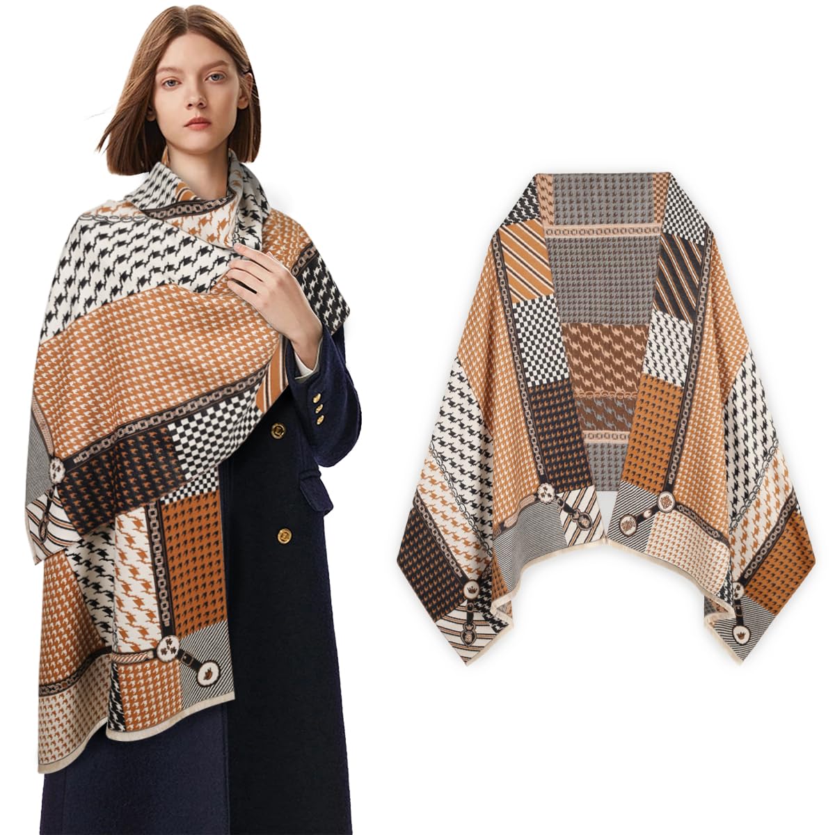 EXTREE Scarfs for Women Pashmina Silky Shawl Wrap for Evening Dressing Blanket Open Front Poncho Cape