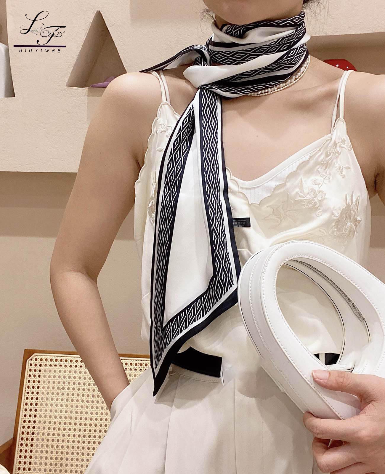 Head Scarf Hair Neck Scarves For Women Purse Bag Scarfs For Handbags Silky Long Thin Satin Headscarf Fashion
