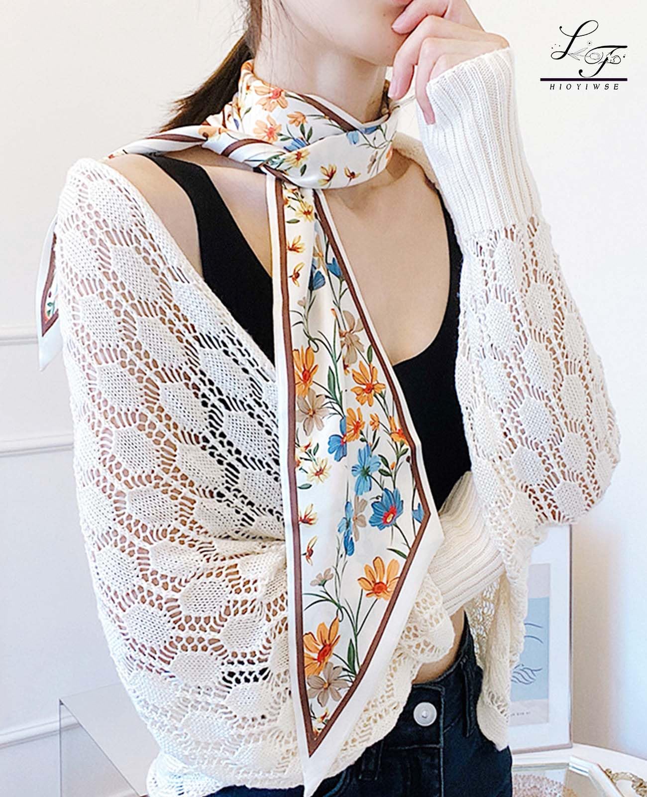 Head Scarf Hair Neck Scarves For Women Purse Bag Scarfs For Handbags Silky Long Thin Satin Headscarf Fashion