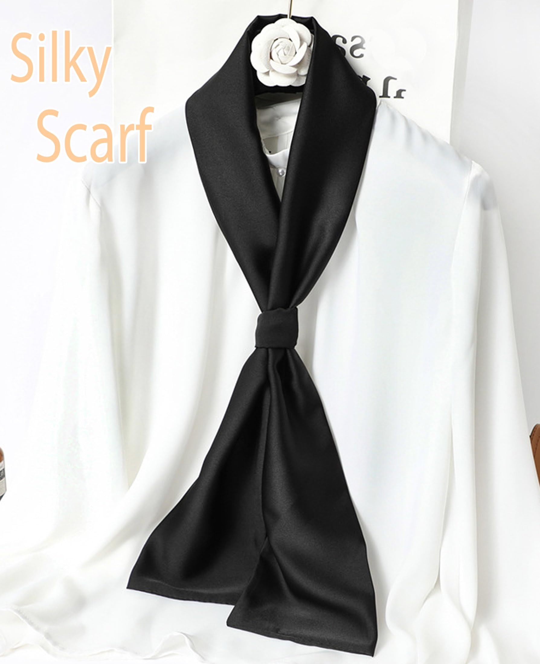 kcctoo 59” Long Silk Like Head Scarf Women's Fashion Square Neck Satin Scarfs for Bag Hair Scarves Gift 59 * 5.9”