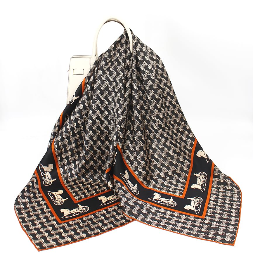 ANDANTINO 100% Silk Scarf 43" Large Square Lightweight Headscarf& Shawl–Women Hair Wraps-With Gift Packed