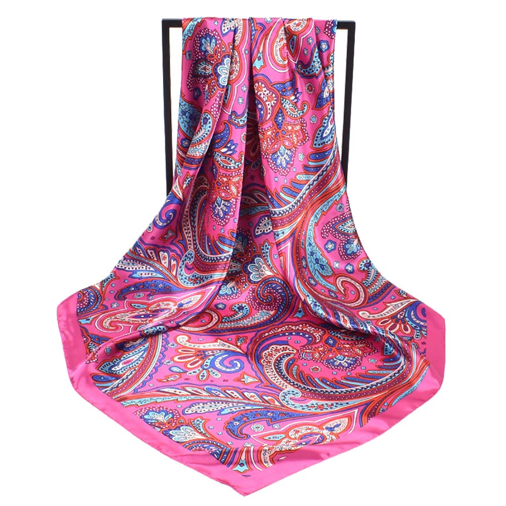 4Pcs Silk Head Scarves for Women Satin Hair Scarf 35”Large Square Bandana Silk Like Neck Scarf Shawl