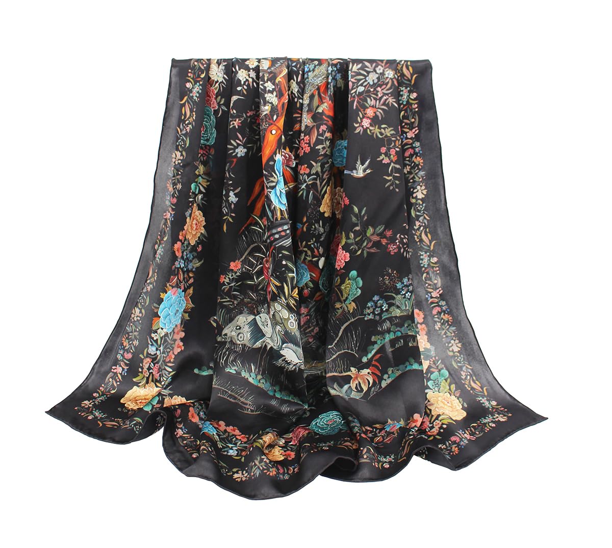 ANDANTINO 100% Silk Scarf 43" Large Square Lightweight Headscarf& Shawl–Women Hair Wraps-With Gift Packed