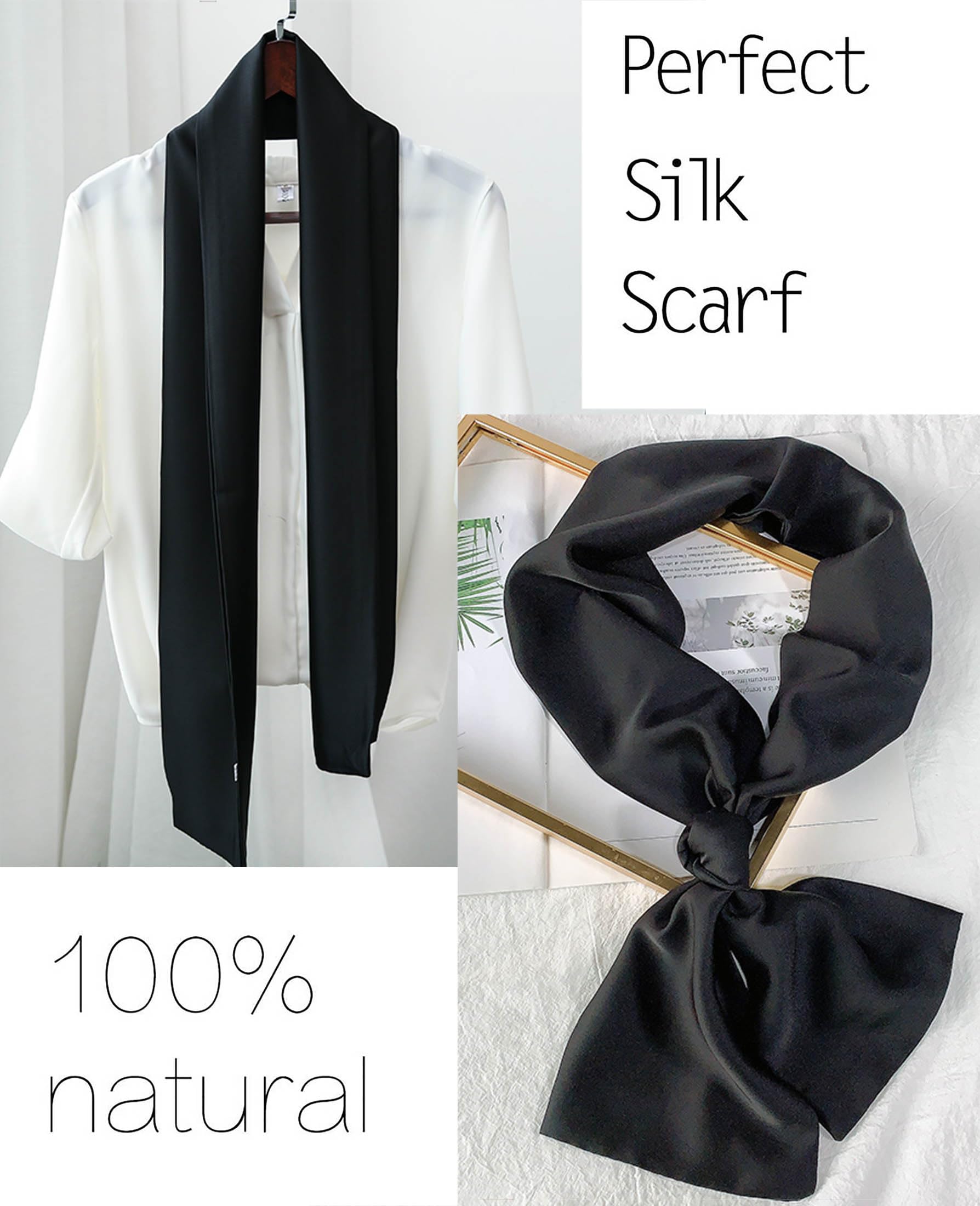 kcctoo 59” Long Silk Like Head Scarf Women's Fashion Square Neck Satin Scarfs for Bag Hair Scarves Gift 59 * 5.9”