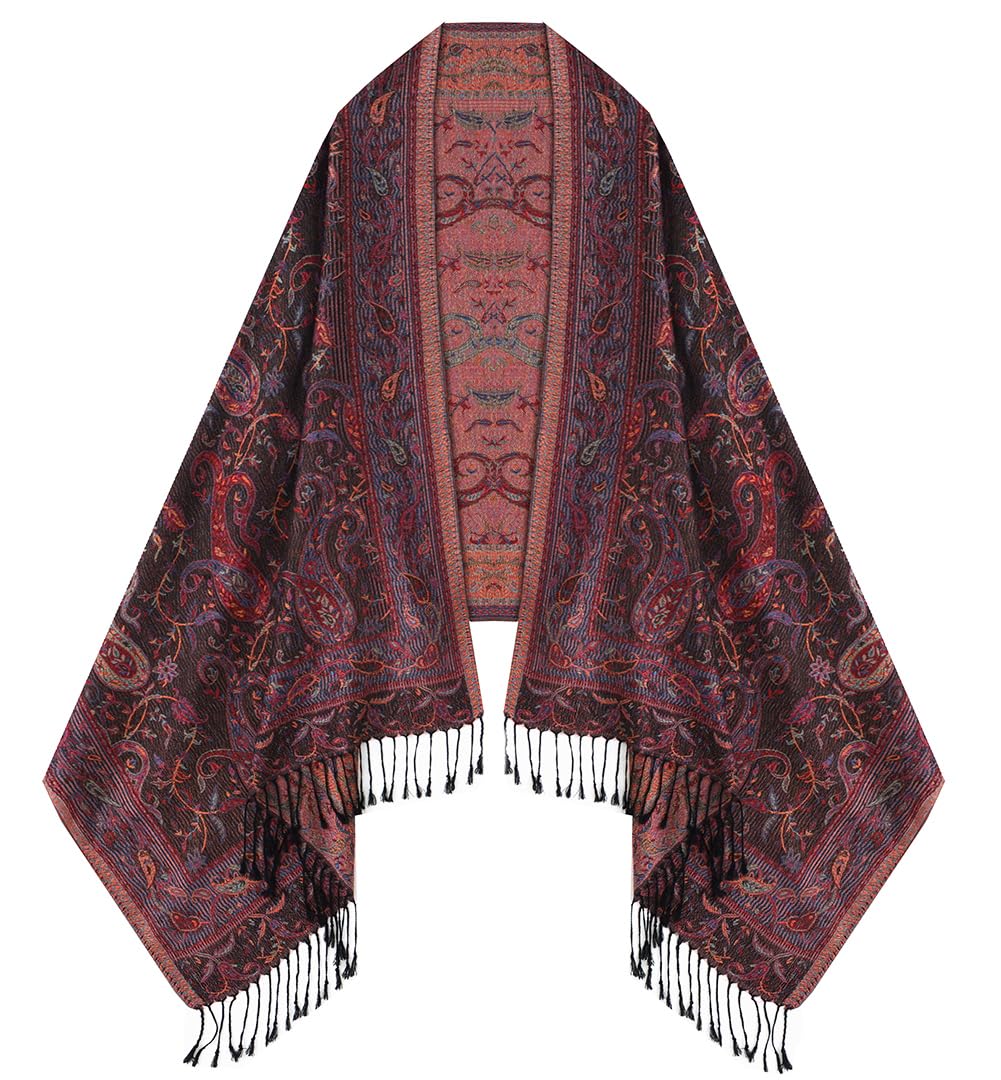 Umjetnost Womens Soft Silky Pashmina Rave Scarf Paisley Pattern Pashmina Shawl Wrap with Fringes