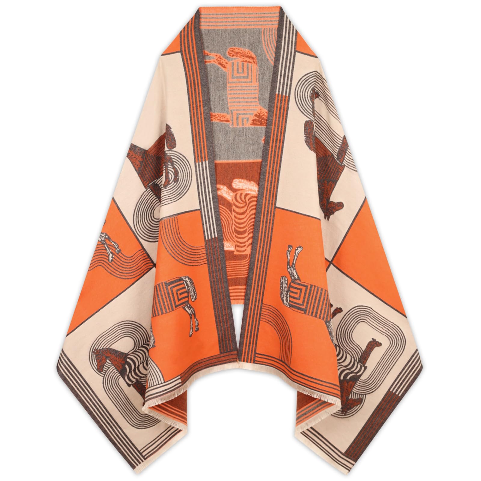 EXTREE Scarfs for Women Pashmina Silky Shawl Wrap for Evening Dressing Blanket Open Front Poncho Cape