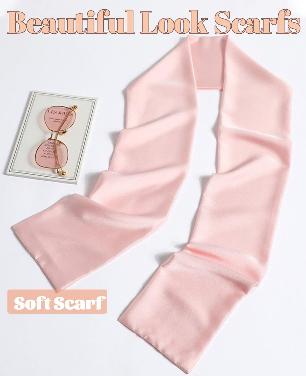 kcctoo 59” Long Silk Like Head Scarf Women's Fashion Square Neck Satin Scarfs for Bag Hair Scarves Gift 59 * 5.9”