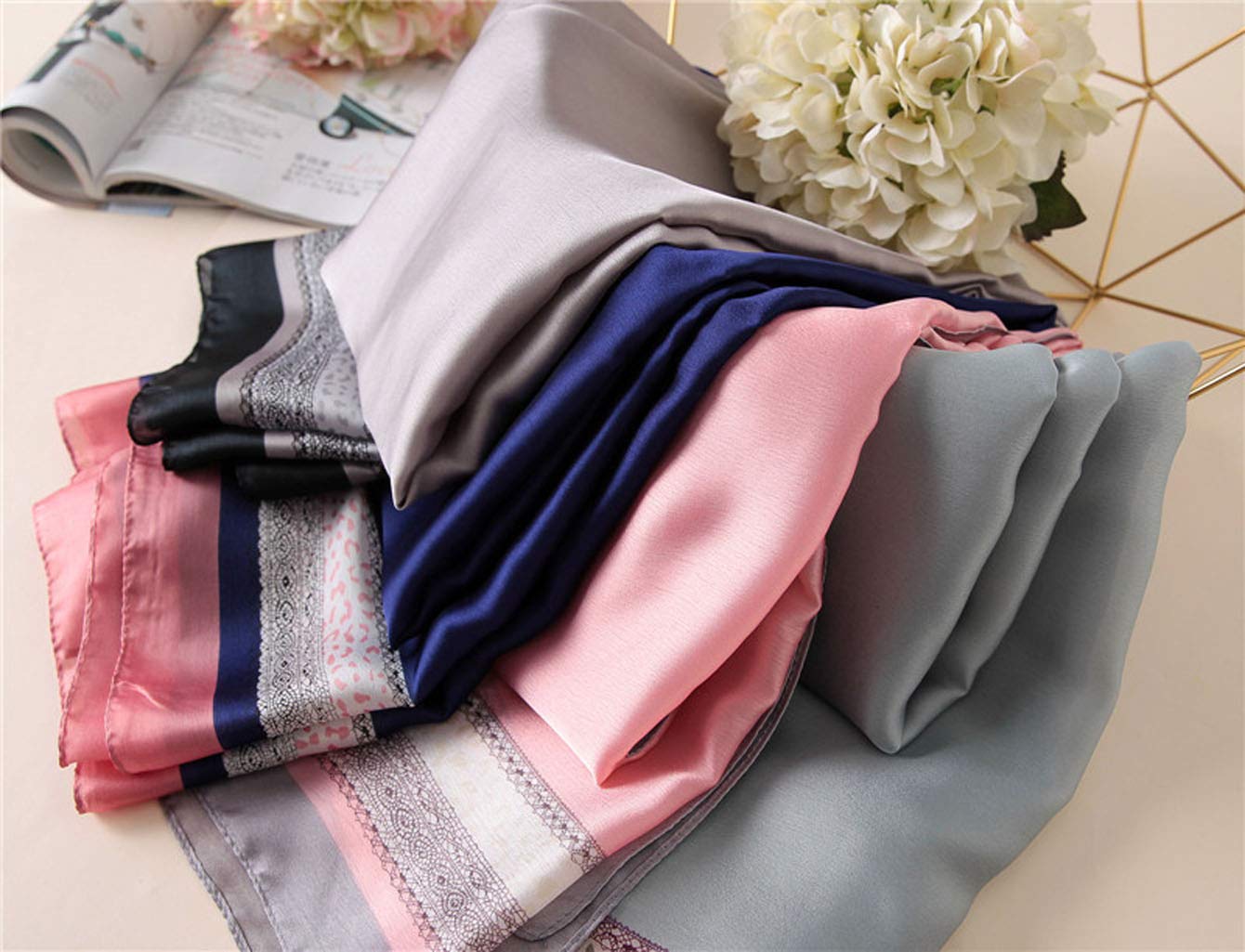 Silk Scarf Mulberry Silk Fashion Scarves Long Lightweight Shawl Wrap …