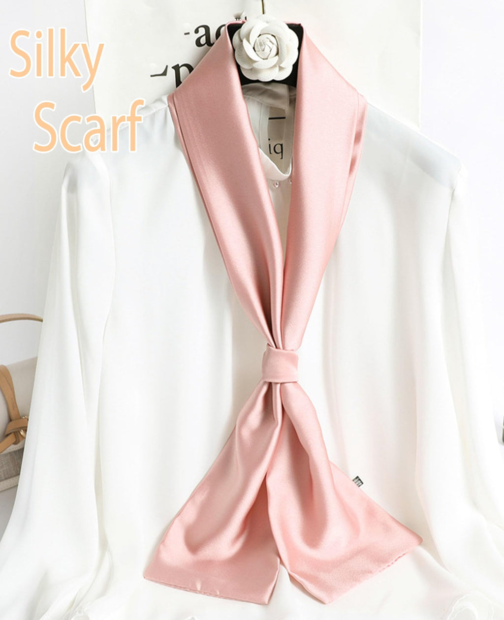 kcctoo 59” Long Silk Like Head Scarf Women's Fashion Square Neck Satin Scarfs for Bag Hair Scarves Gift 59 * 5.9”