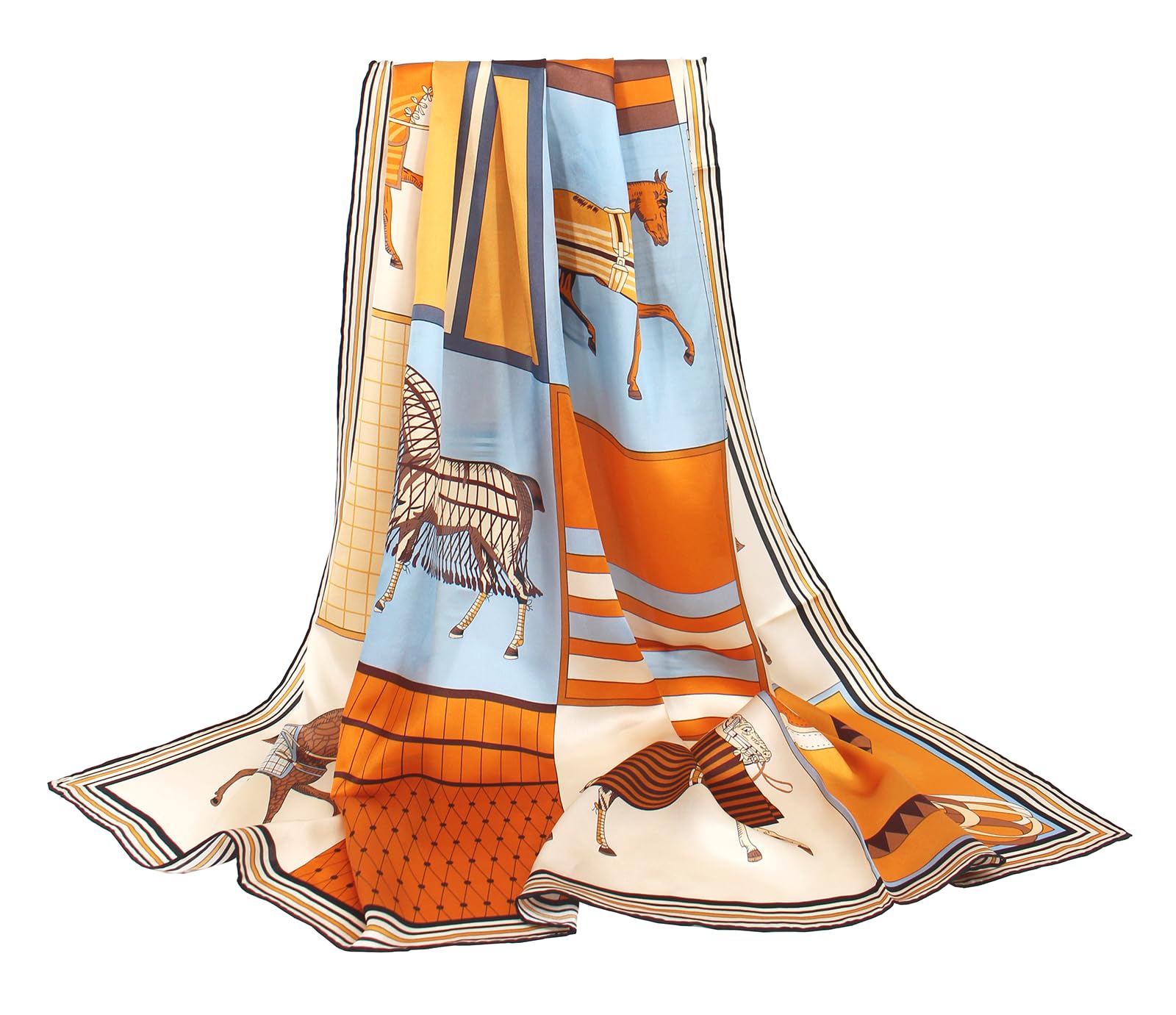 ANDANTINO 100% Silk Scarf 43" Large Square Lightweight Headscarf& Shawl–Women Hair Wraps-With Gift Packed