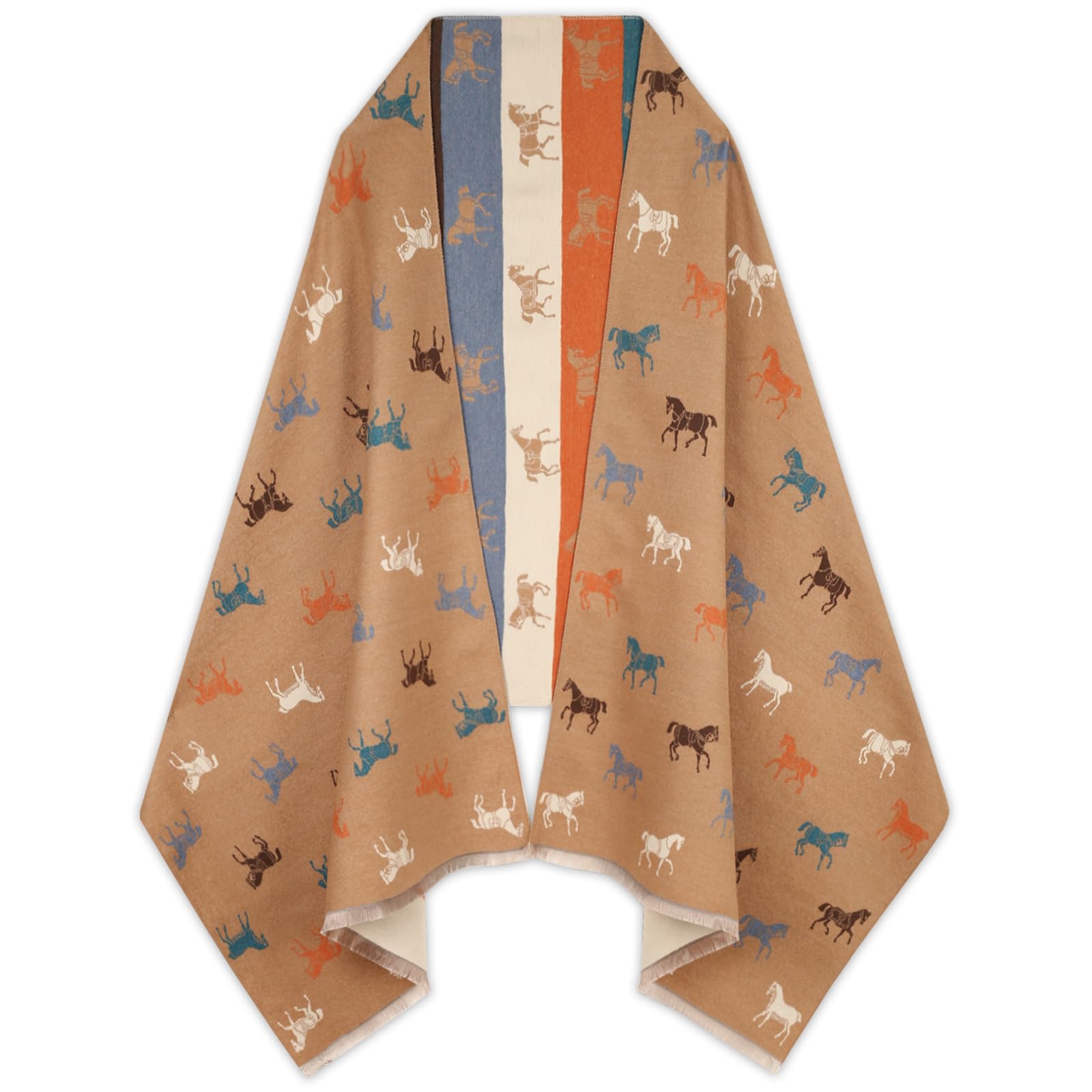 EXTREE Scarfs for Women Pashmina Silky Shawl Wrap for Evening Dressing Blanket Open Front Poncho Cape