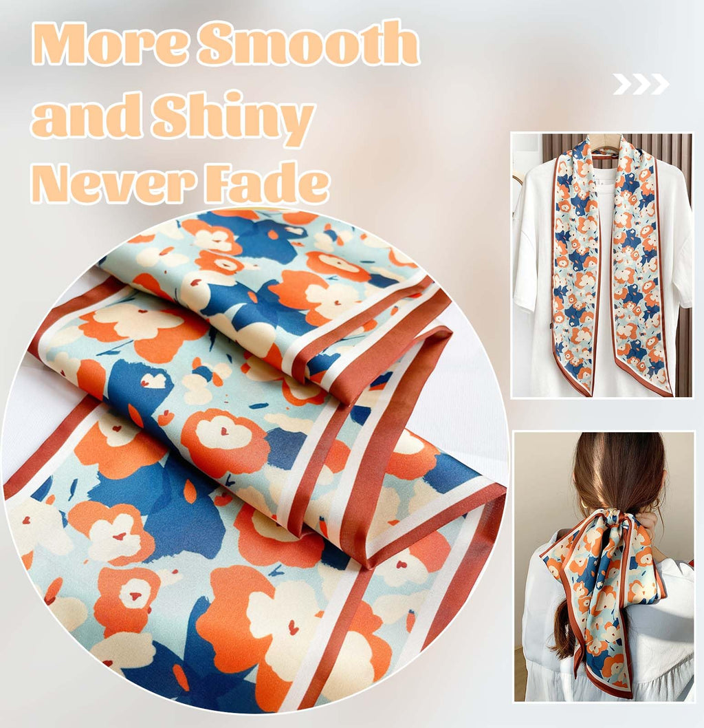 kcctoo 59” Long Silk Like Head Scarf Women's Fashion Square Neck Satin Scarfs for Bag Hair Scarves Gift 59 * 5.9”