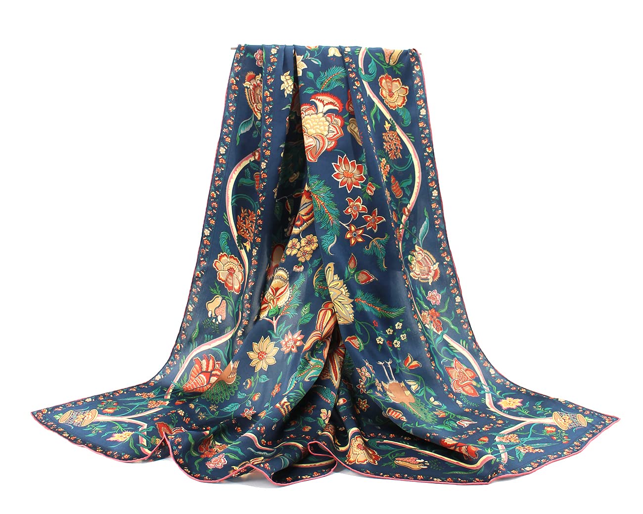 ANDANTINO 100% Silk Scarf 43" Large Square Lightweight Headscarf& Shawl–Women Hair Wraps-With Gift Packed