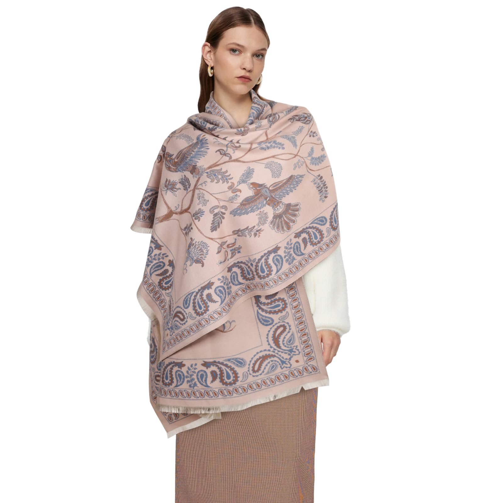 EXTREE Scarfs for Women Pashmina Silky Shawl Wrap for Evening Dressing Blanket Open Front Poncho Cape