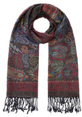 Umjetnost Womens Soft Silky Pashmina Rave Scarf Paisley Pattern Pashmina Shawl Wrap with Fringes