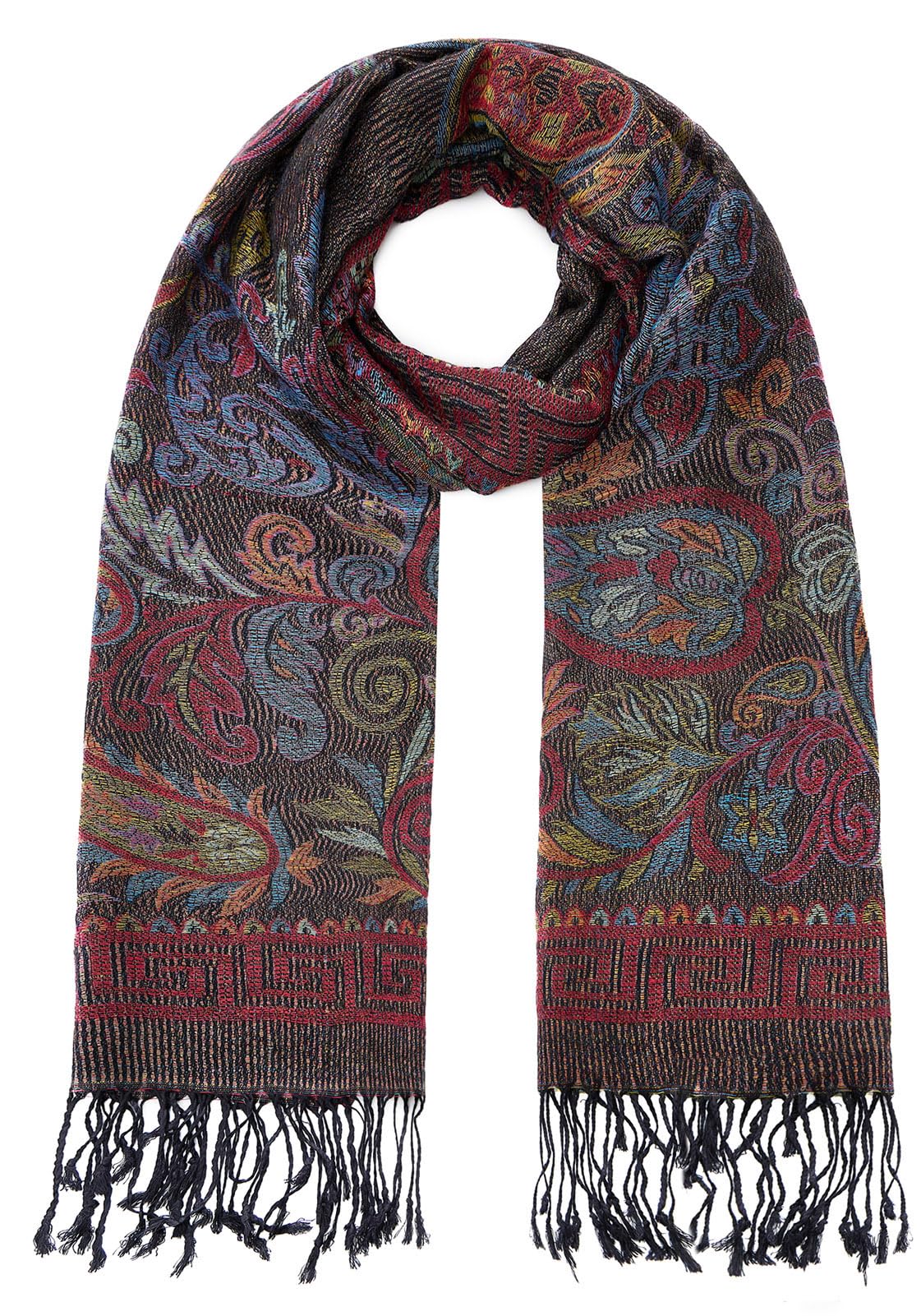 Umjetnost Womens Soft Silky Pashmina Rave Scarf Paisley Pattern Pashmina Shawl Wrap with Fringes