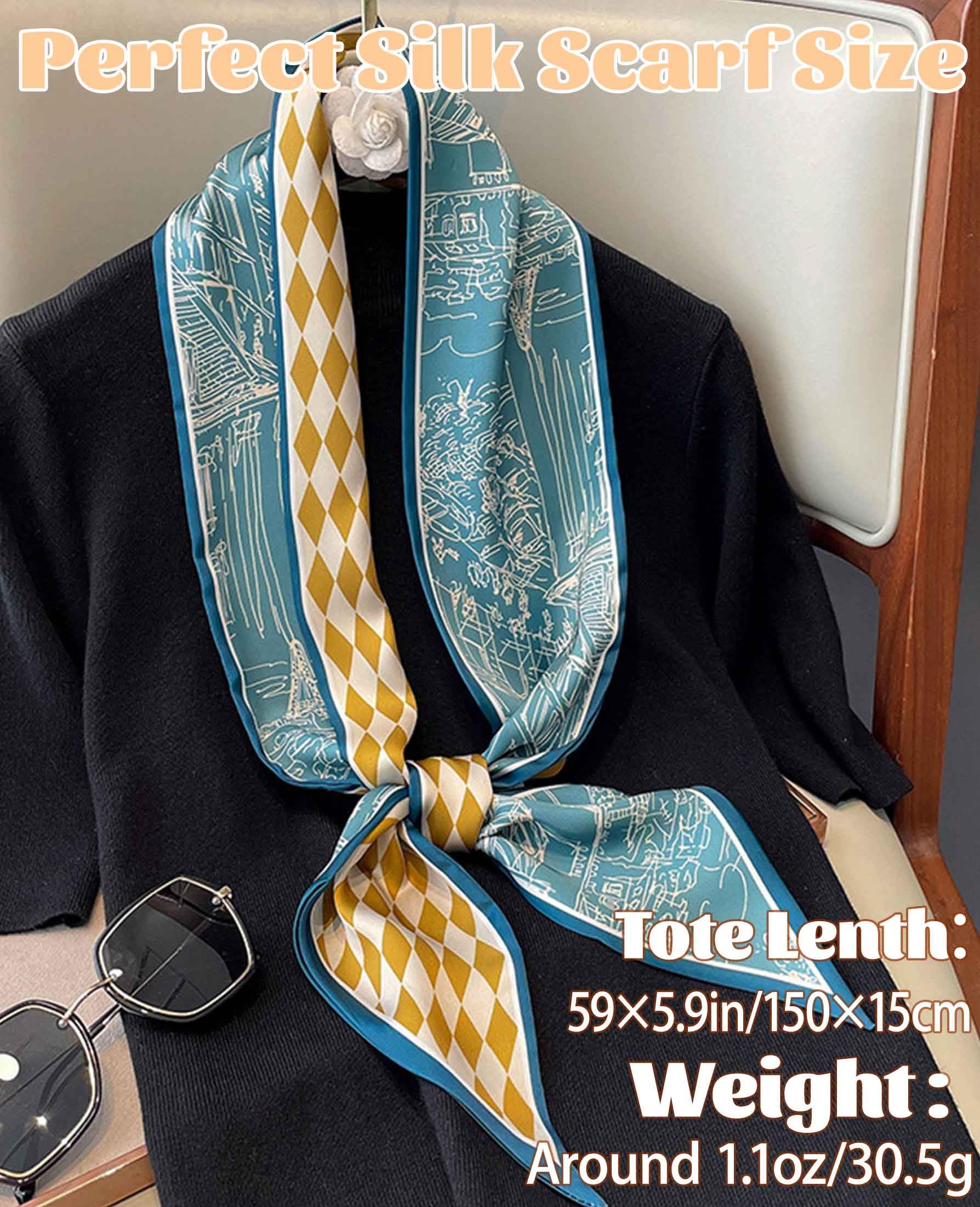 kcctoo 59” Long Silk Like Head Scarf Women's Fashion Square Neck Satin Scarfs for Bag Hair Scarves Gift 59 * 5.9”